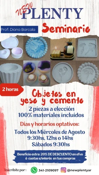 Seminario de objetos en yeso y cemento